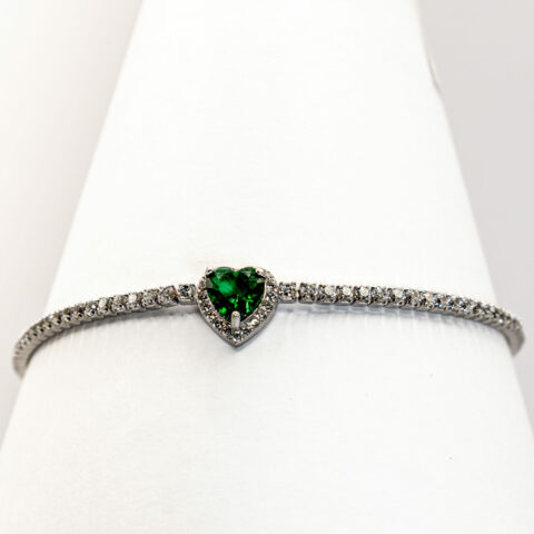 Brățară „Cuore Verde Pavé” din argint 925 cu inimă și zirconii